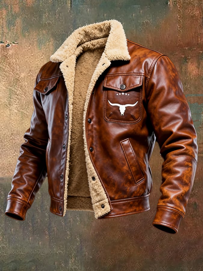 Elmont | Men's Faux Leather Patchwork Plush-Lined Jacket