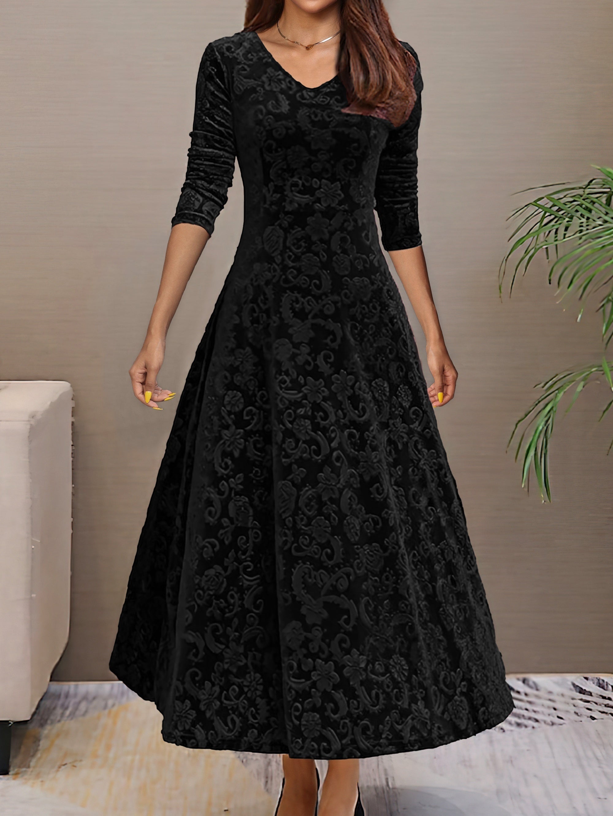 Elmont | Velvet Fit-and-Flare Dress