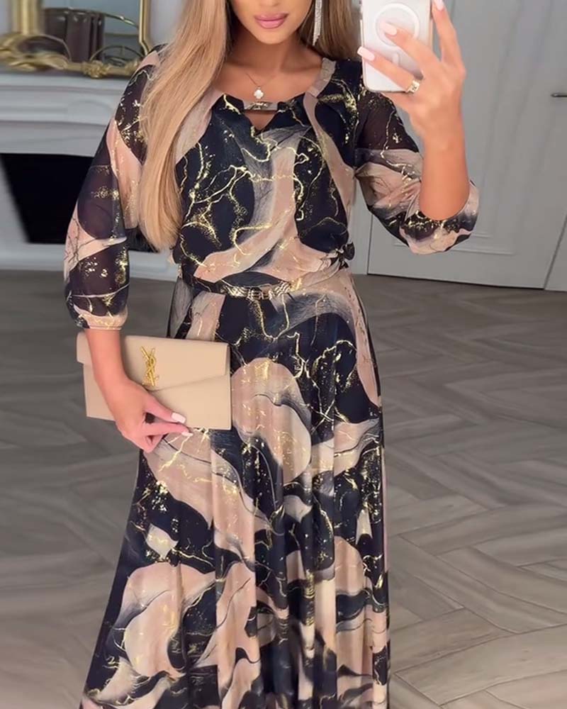 M&H | Maxi Dress with Marbled Print