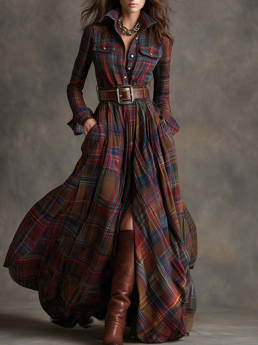 Elmont | Plaid Button-Up Shirt Dress