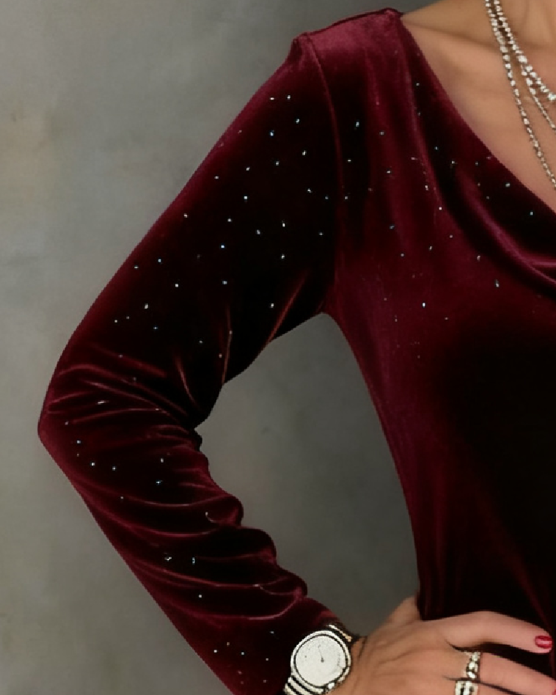Elmont | Velvet Shimmer Straight-Cut Dress