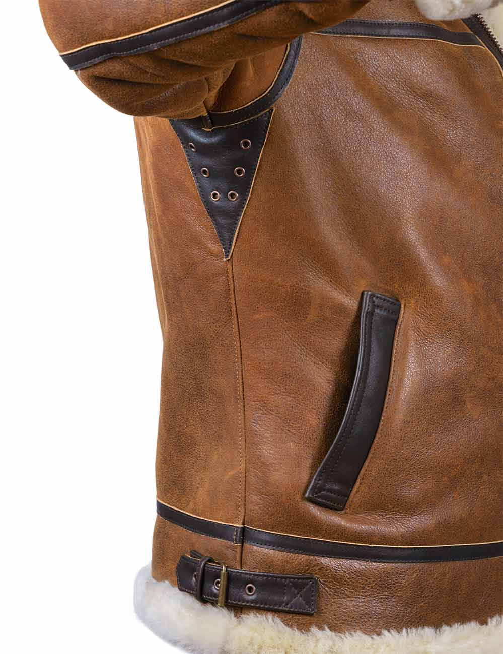 Elmont | PU Leather Bomber Jacket with Faux Fur Hood