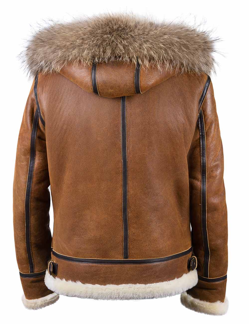 Elmont | PU Leather Bomber Jacket with Faux Fur Hood