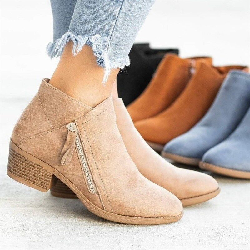 Elmont | Side-Zip Mid-Heel Ankle Boots