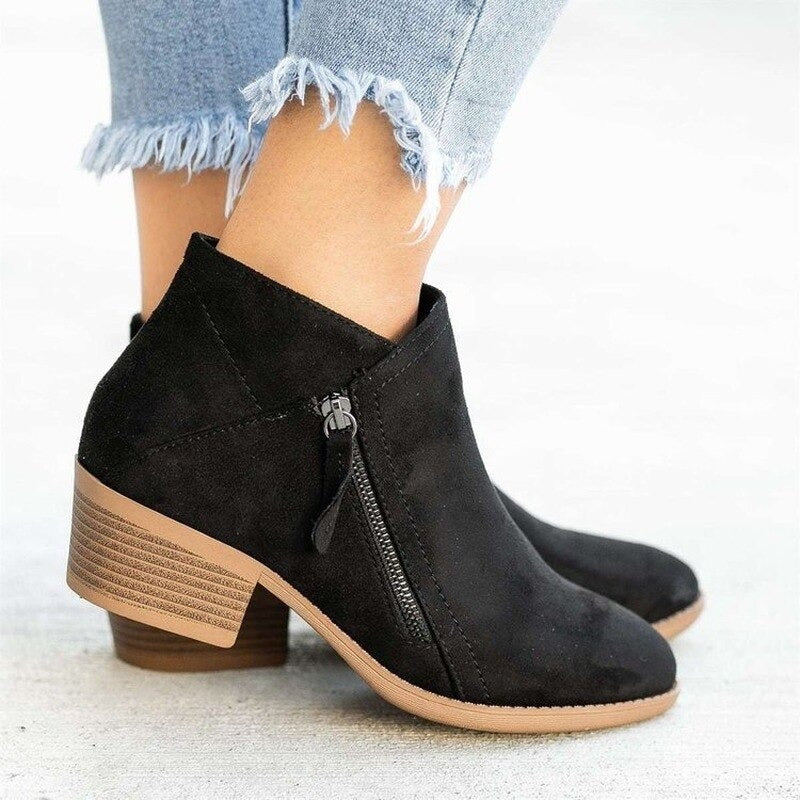 Elmont | Side-Zip Mid-Heel Ankle Boots