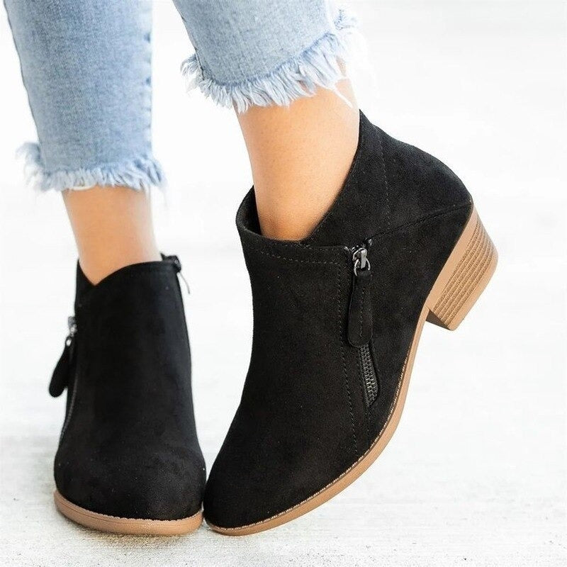 Elmont | Side-Zip Mid-Heel Ankle Boots