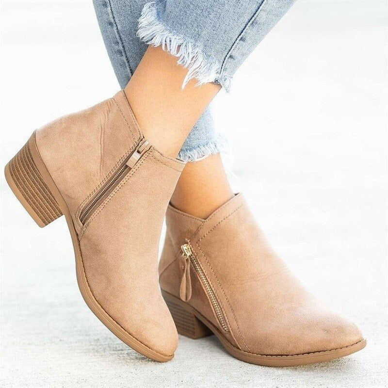 Elmont | Side-Zip Mid-Heel Ankle Boots