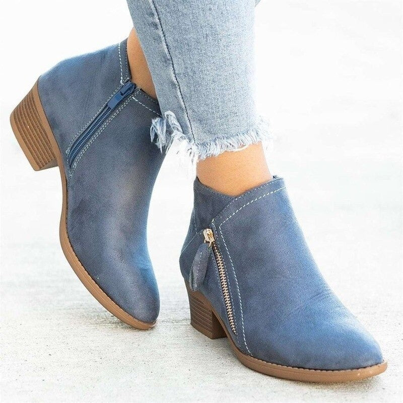 Elmont | Side-Zip Mid-Heel Ankle Boots
