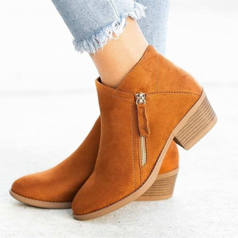 Elmont | Side-Zip Mid-Heel Ankle Boots