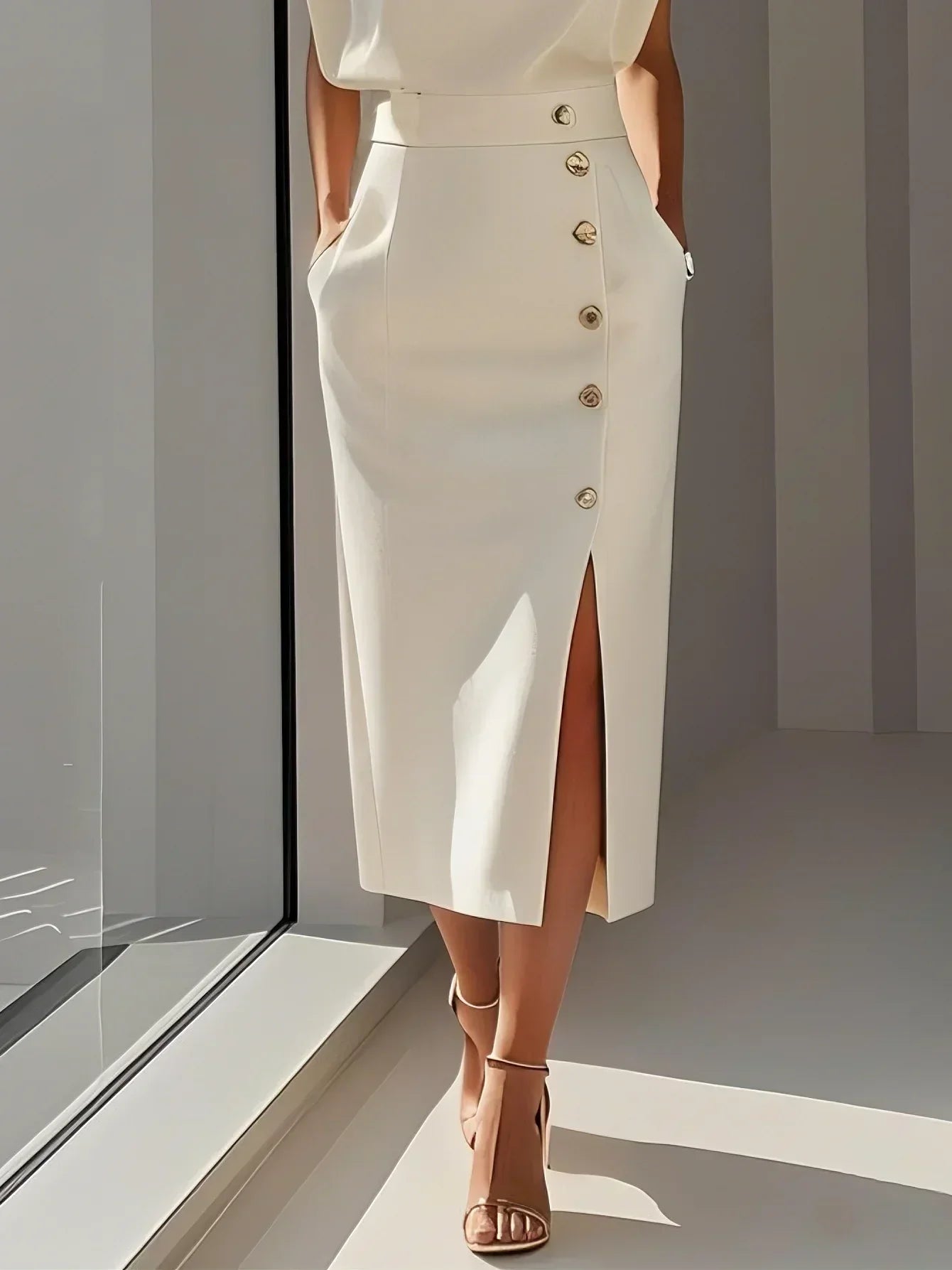 Sarah | Structured Sleeveless Midi Dress