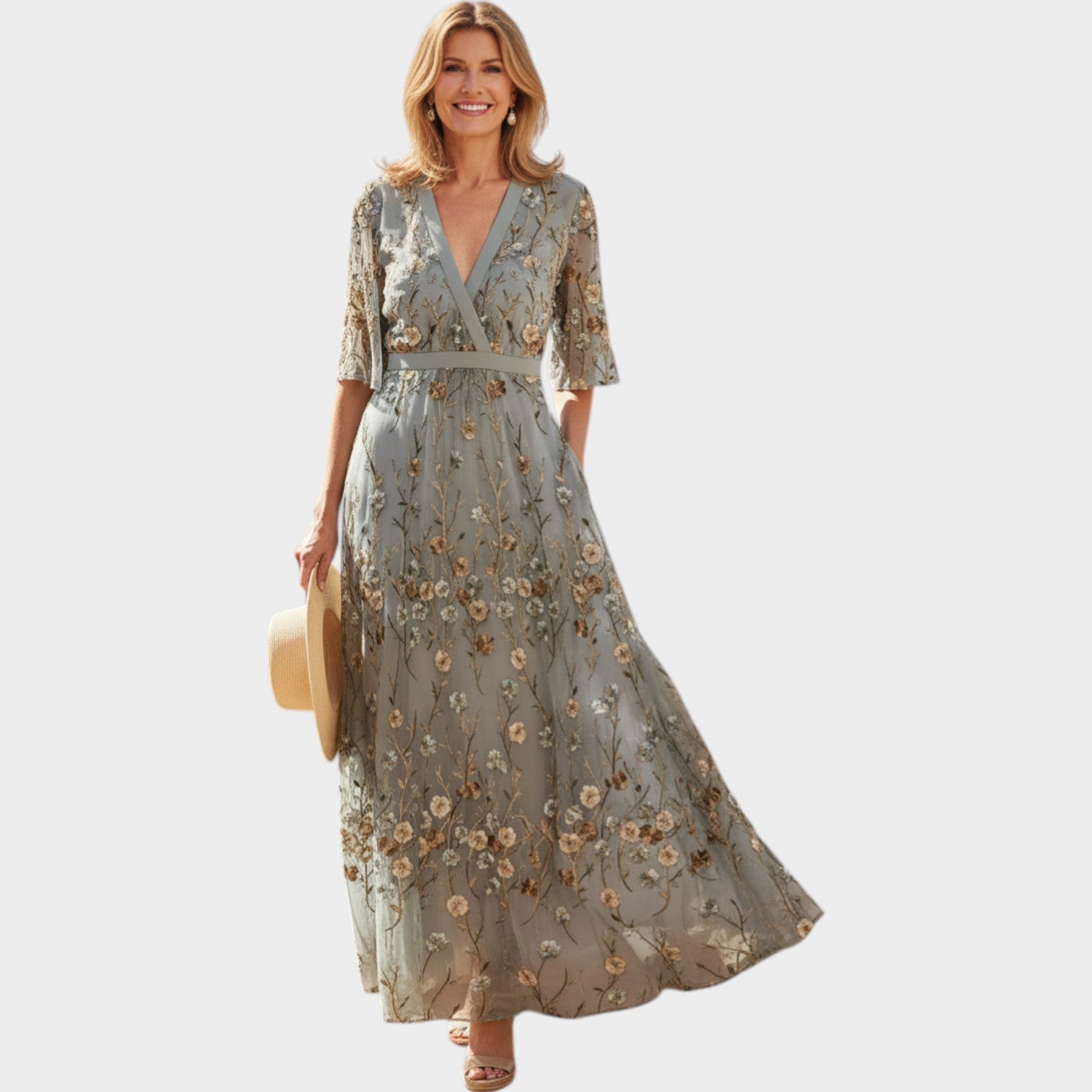 Imani | Embroidered Floral Maxi Dress