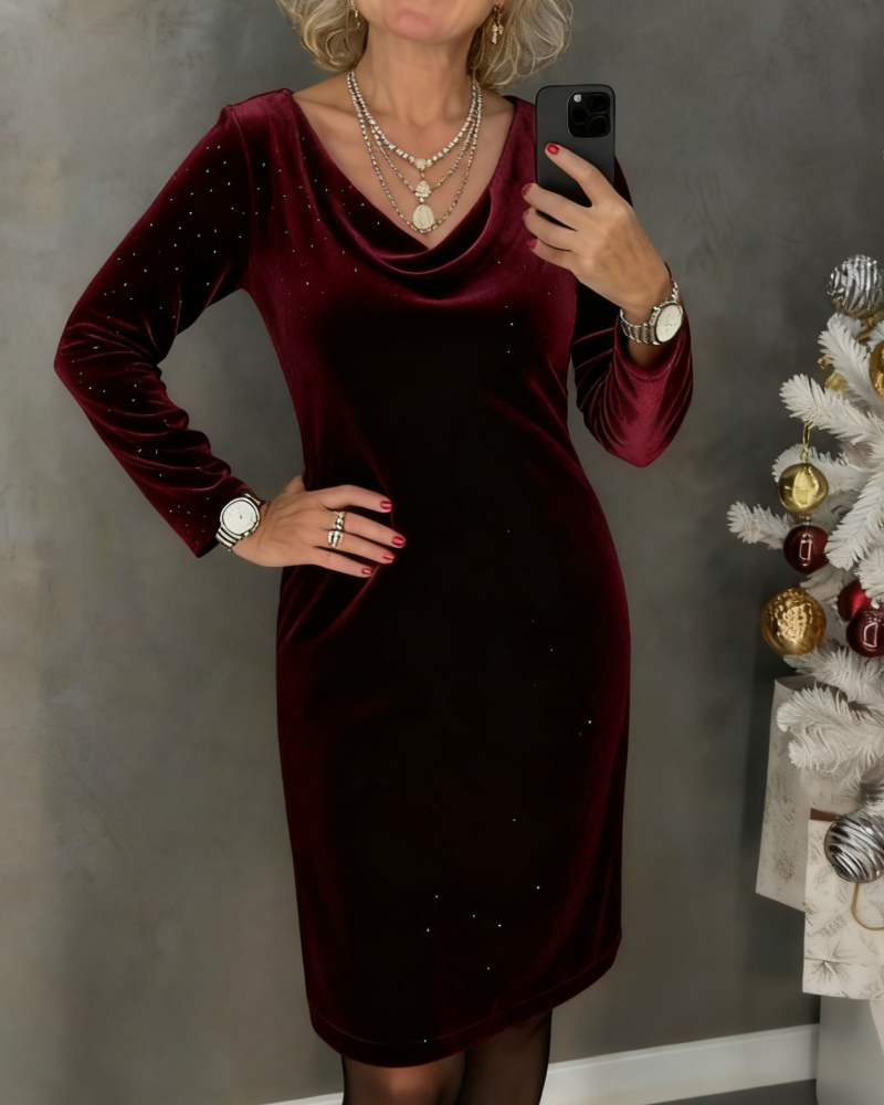 Elmont | Velvet Shimmer Straight-Cut Dress