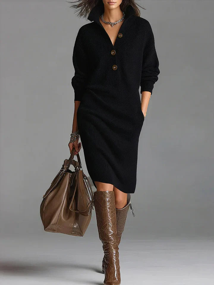 Elmont | Ribbed Collared Sweater Dress