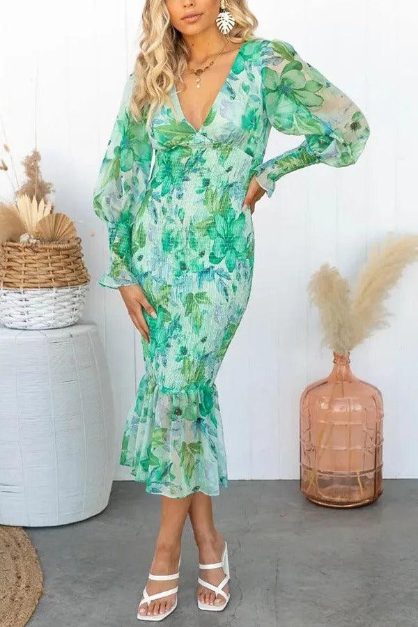 M&H | Floral Ruffle Midi Dress