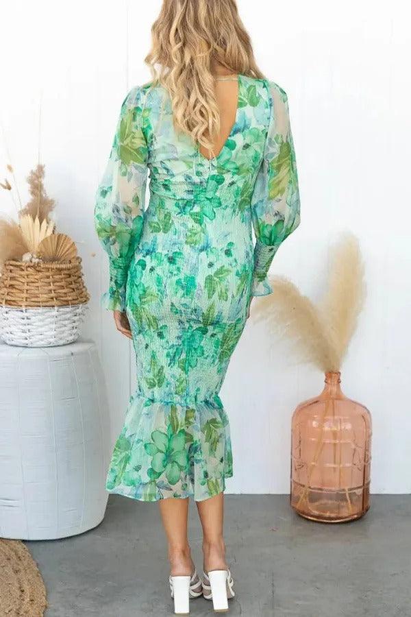 M&H | Floral Ruffle Midi Dress