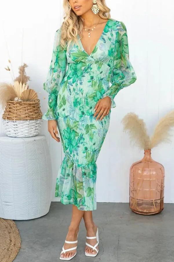 M&H | Floral Ruffle Midi Dress