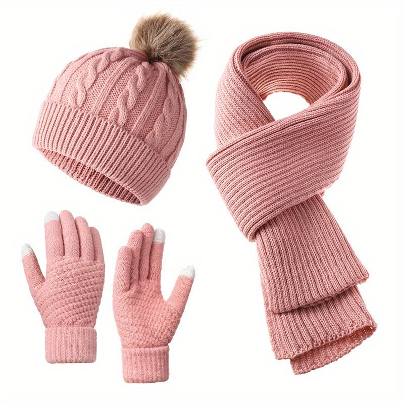 Elmont | Knit Beanie, Scarf & Touchscreen Gloves Set