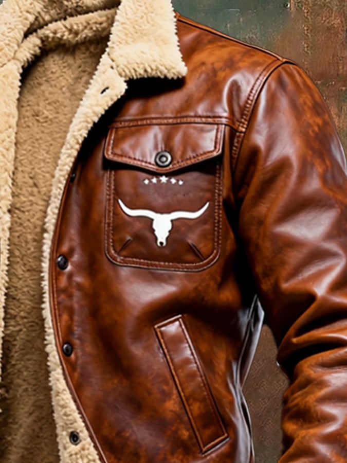 Elmont | Men's Faux Leather Patchwork Plush-Lined Jacket
