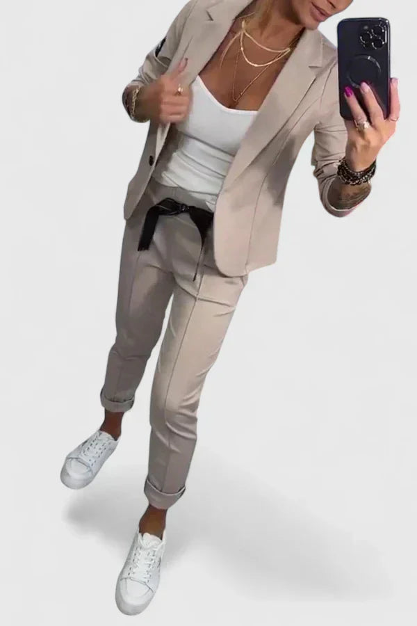 M&H | Blazer & Jogger Set with Elastic Waist