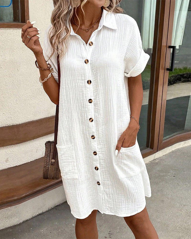Sarah | Collared Mini Button-Front Dress
