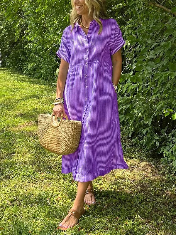 Harper | Striped Button-Up Midi Dress