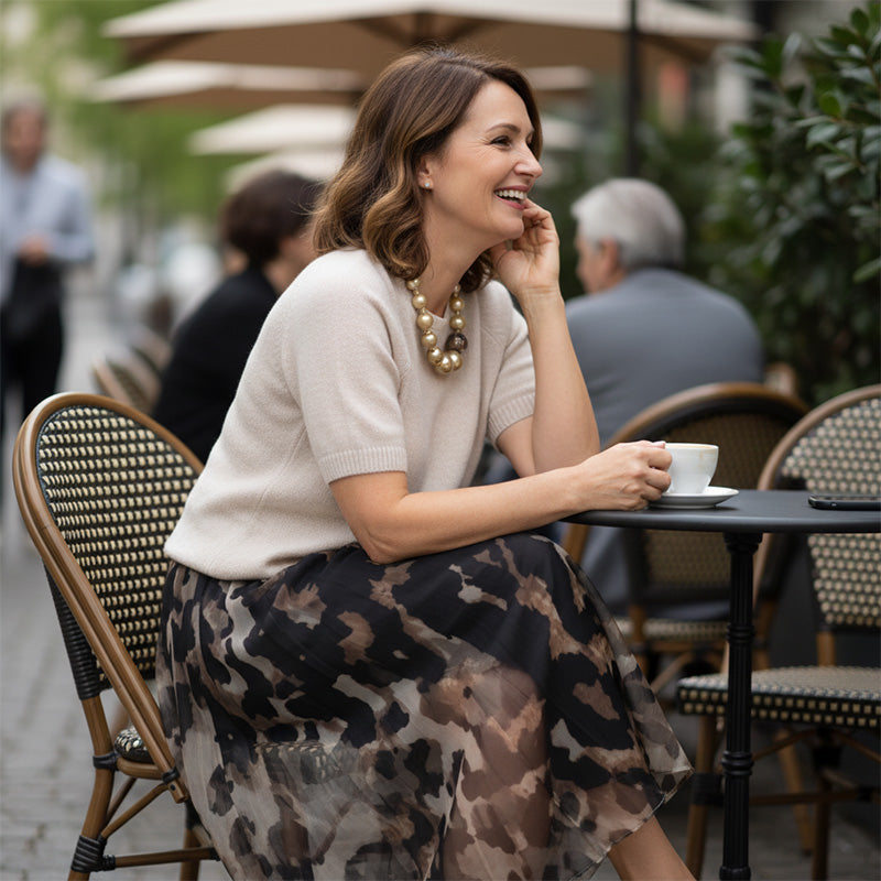 M&H | Sweater & Leopard Print Skirt Set