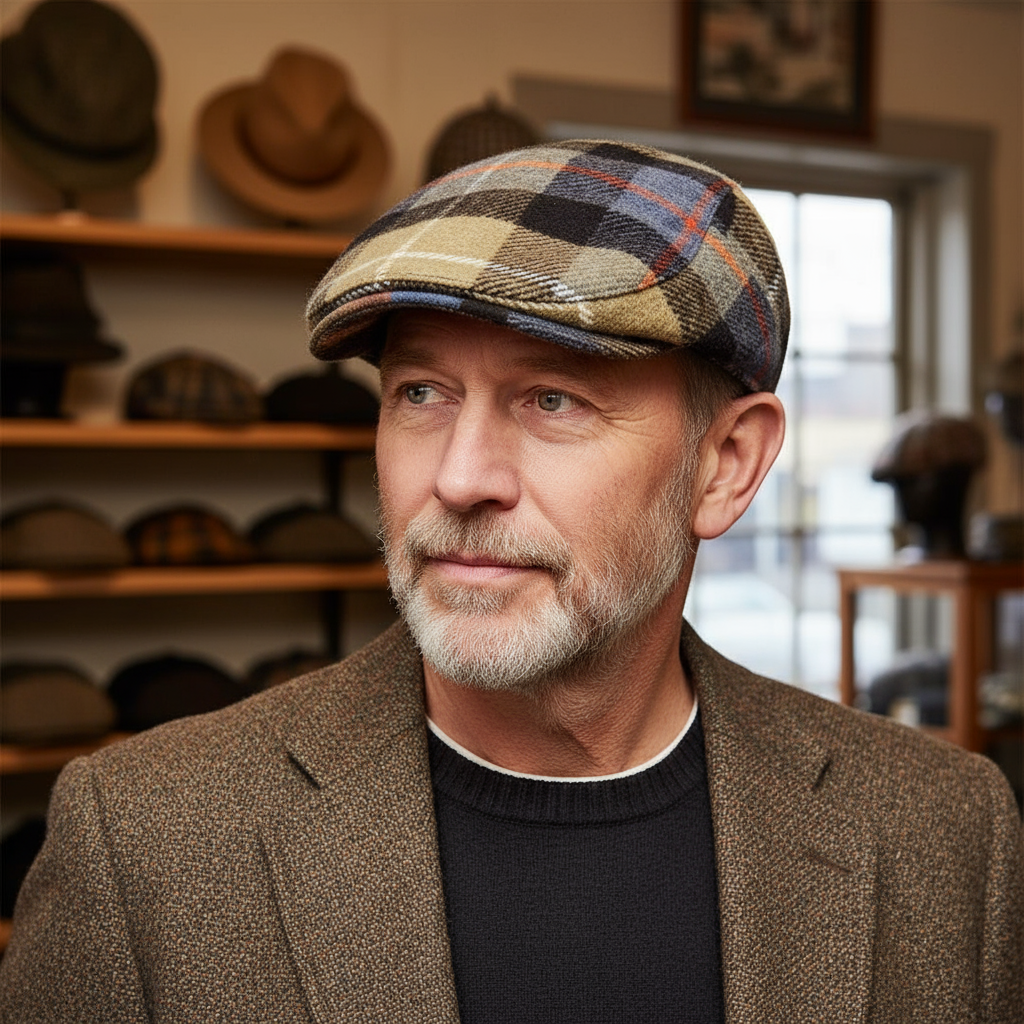 Elmont | Wool-Blend Check Flat Cap