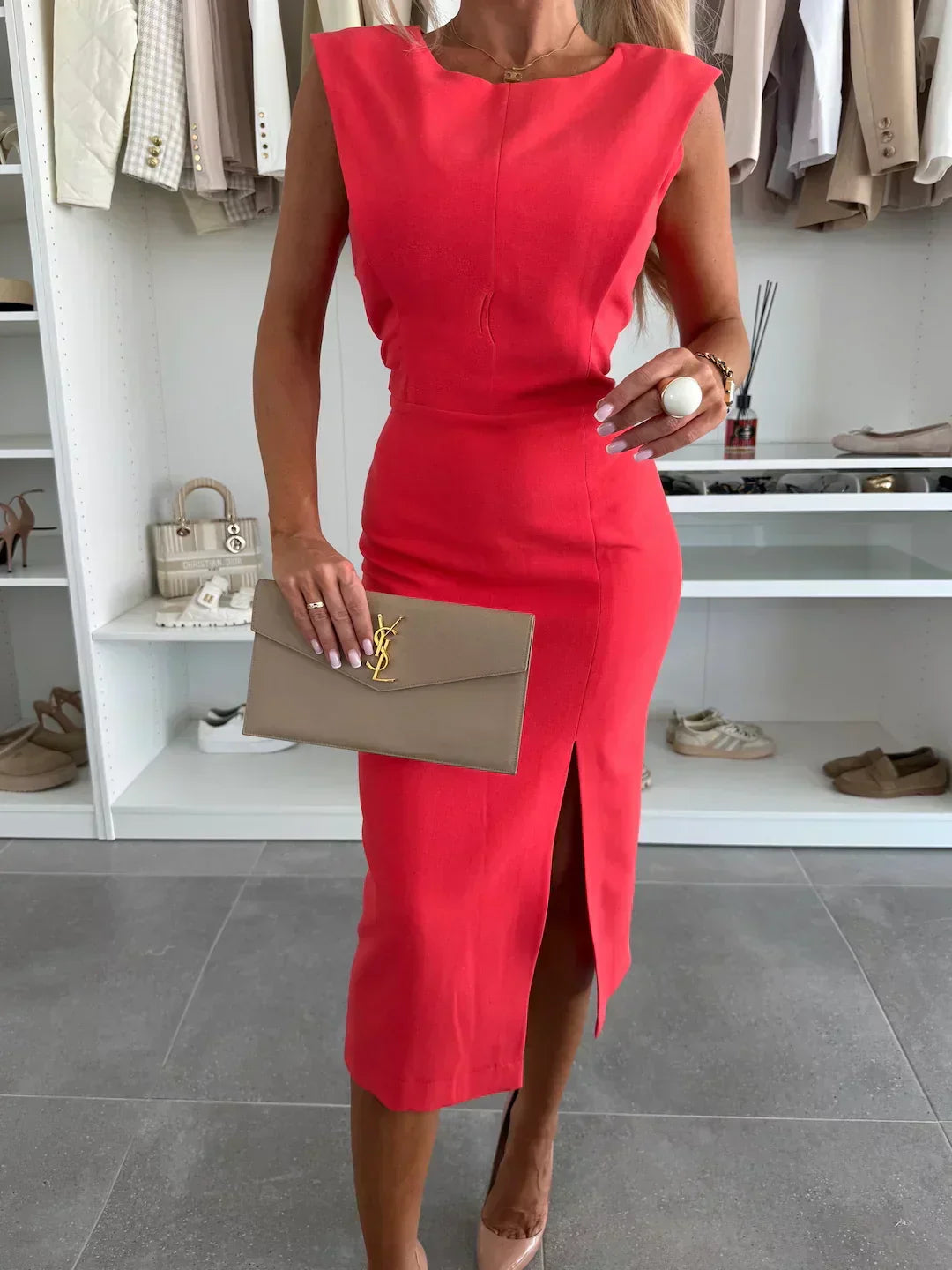 Nadia | Structured Sleeveless Midi Dress