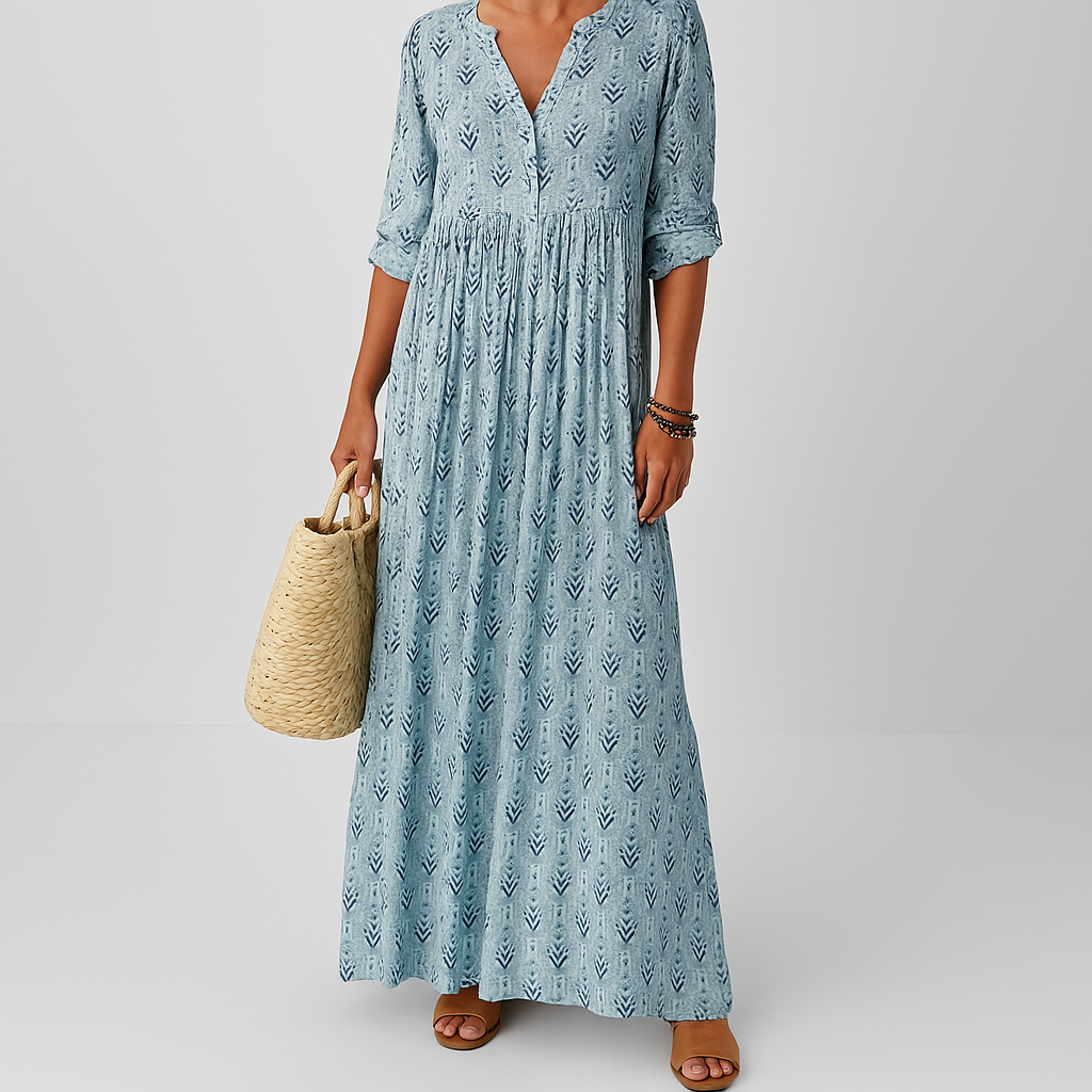 Sarah | V-Neck Maxi Dress with Boho Print