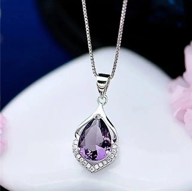 Elmont | Purple Crystal Pendant Necklace