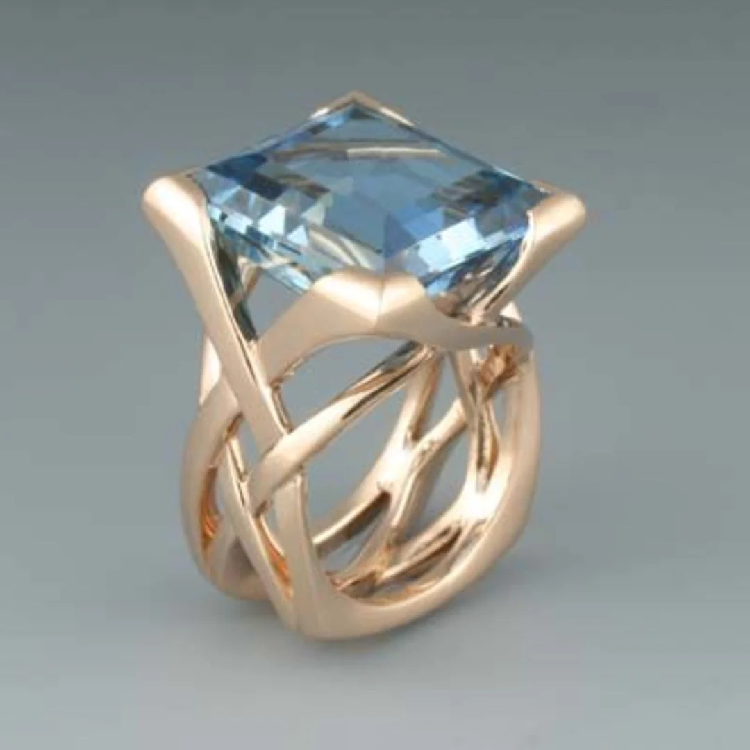 Elmont | Rose Gold Blue Cubic Zirconia Ring