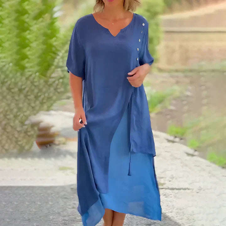 M&H | Asymmetrical Layered Midi Dress
