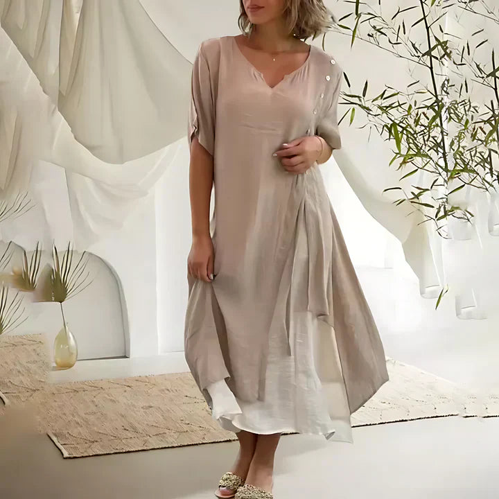M&H | Asymmetrical Layered Midi Dress
