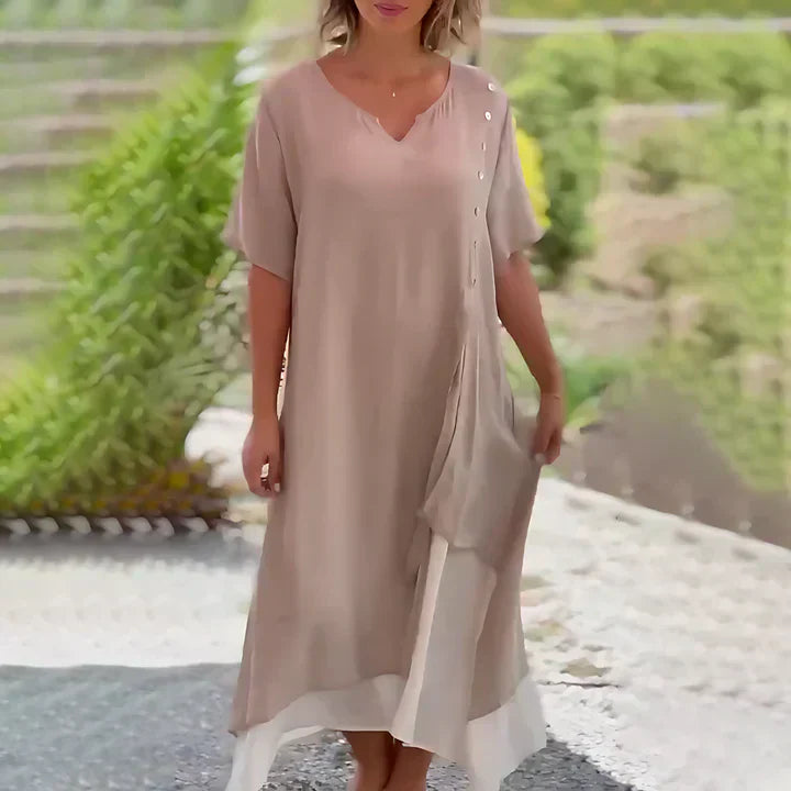 M&H | Asymmetrical Layered Midi Dress