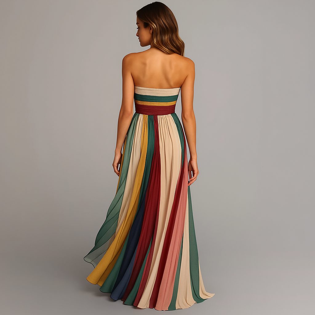 Samantha | Pleated Maxi Strapless Dress