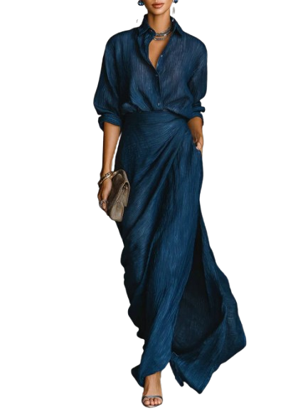 Elmont | Cotton-Linen Shirt & Maxi Skirt Set
