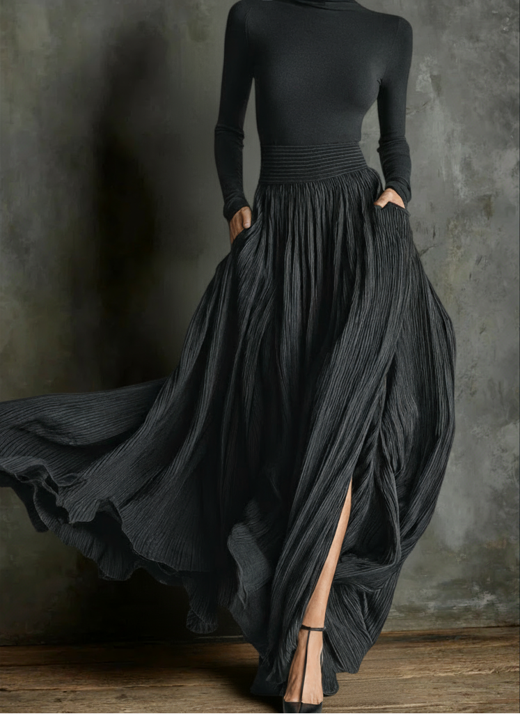 Elmont | High-Waisted Side-Slit Maxi Dress