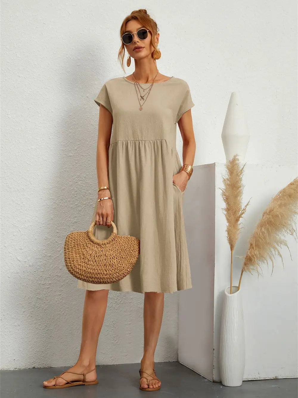 Maya | Relaxed Midi Dress with Pockets