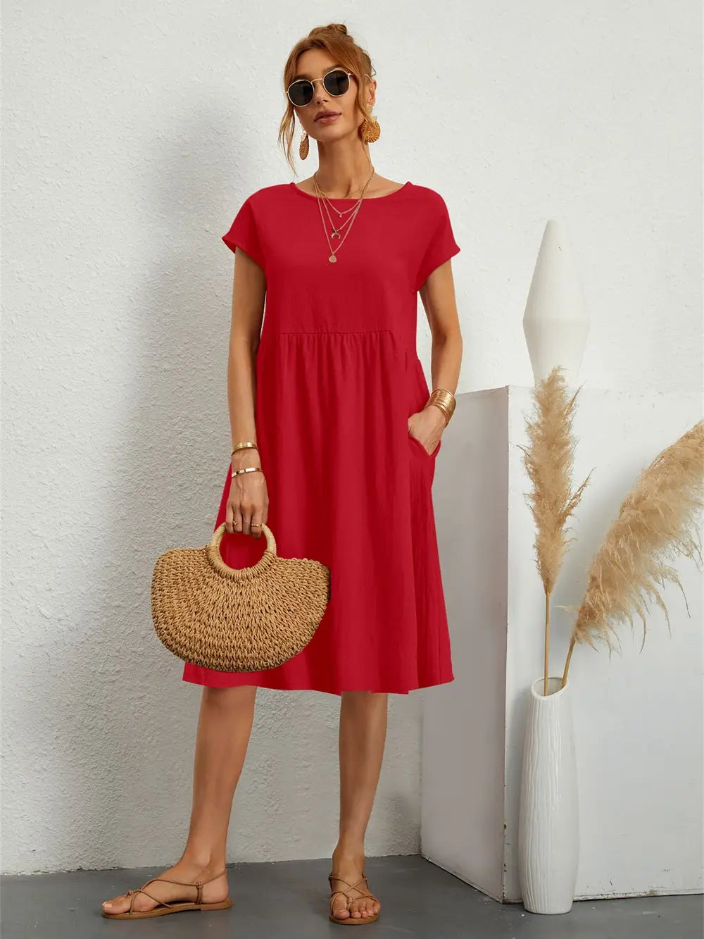 Aisha | Midi Dress with Side Pockets