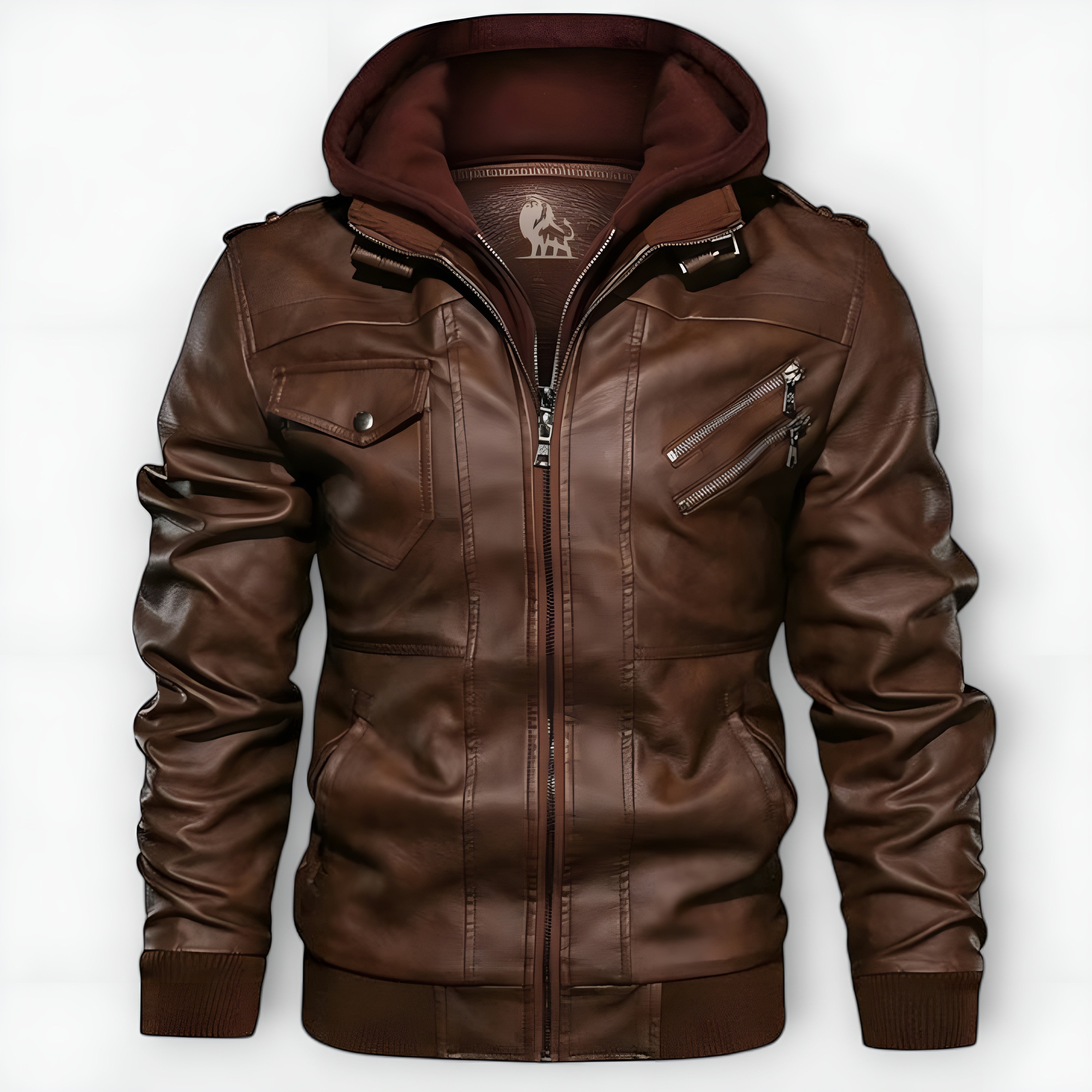 Elmont | Faux Leather Jacket with Detachable Hood