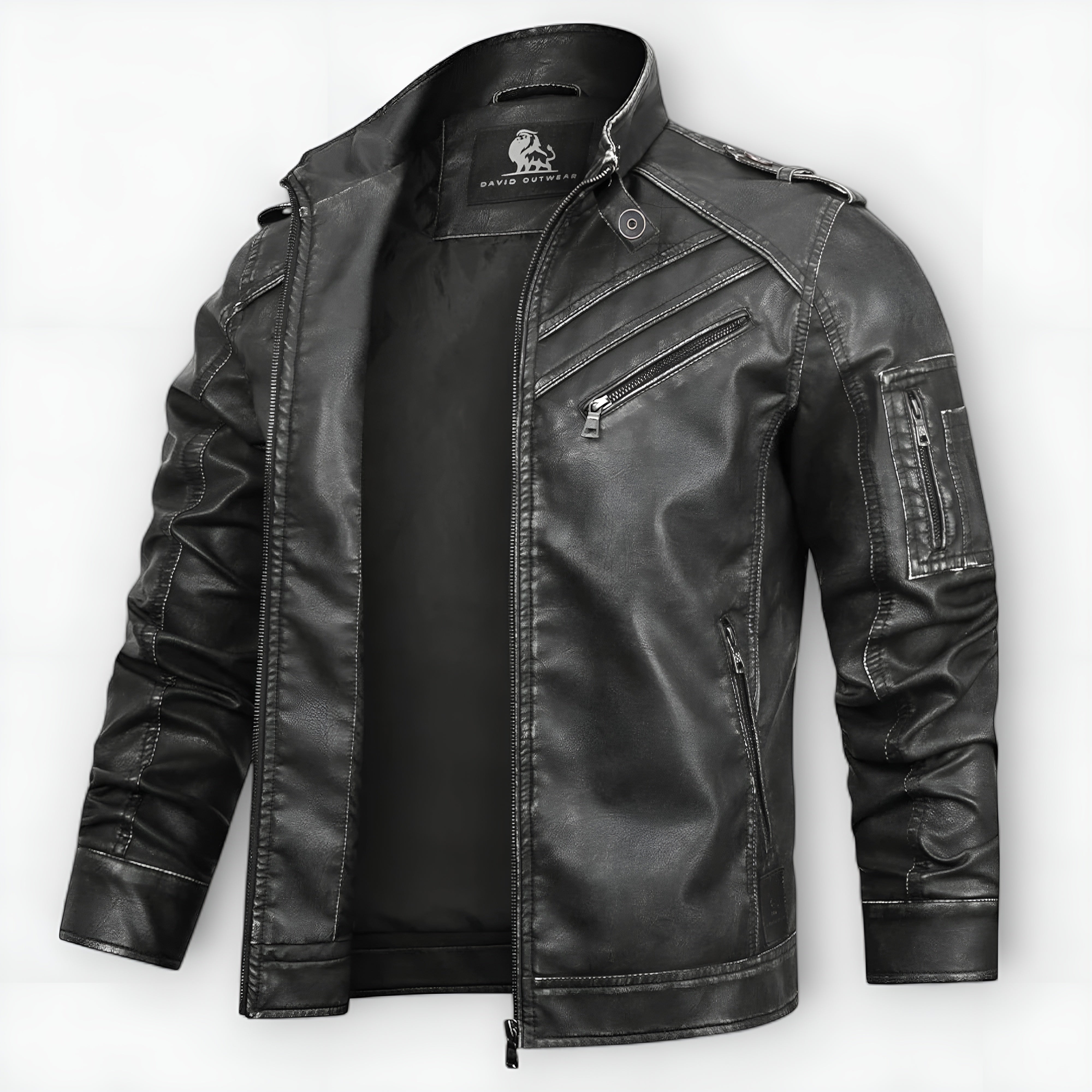 Elmont | Embroidered PU Leather Jacket