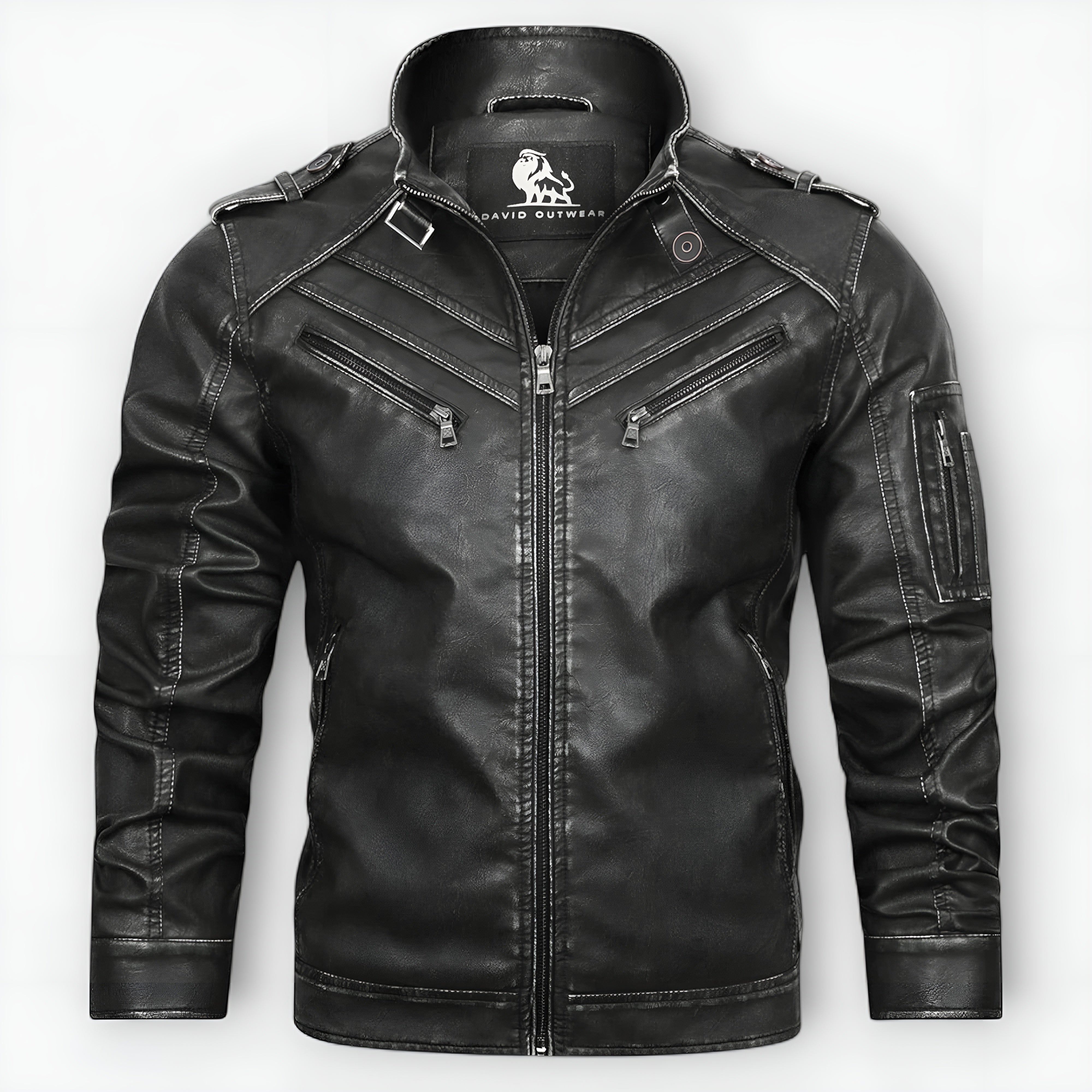 Elmont | Embroidered PU Leather Jacket