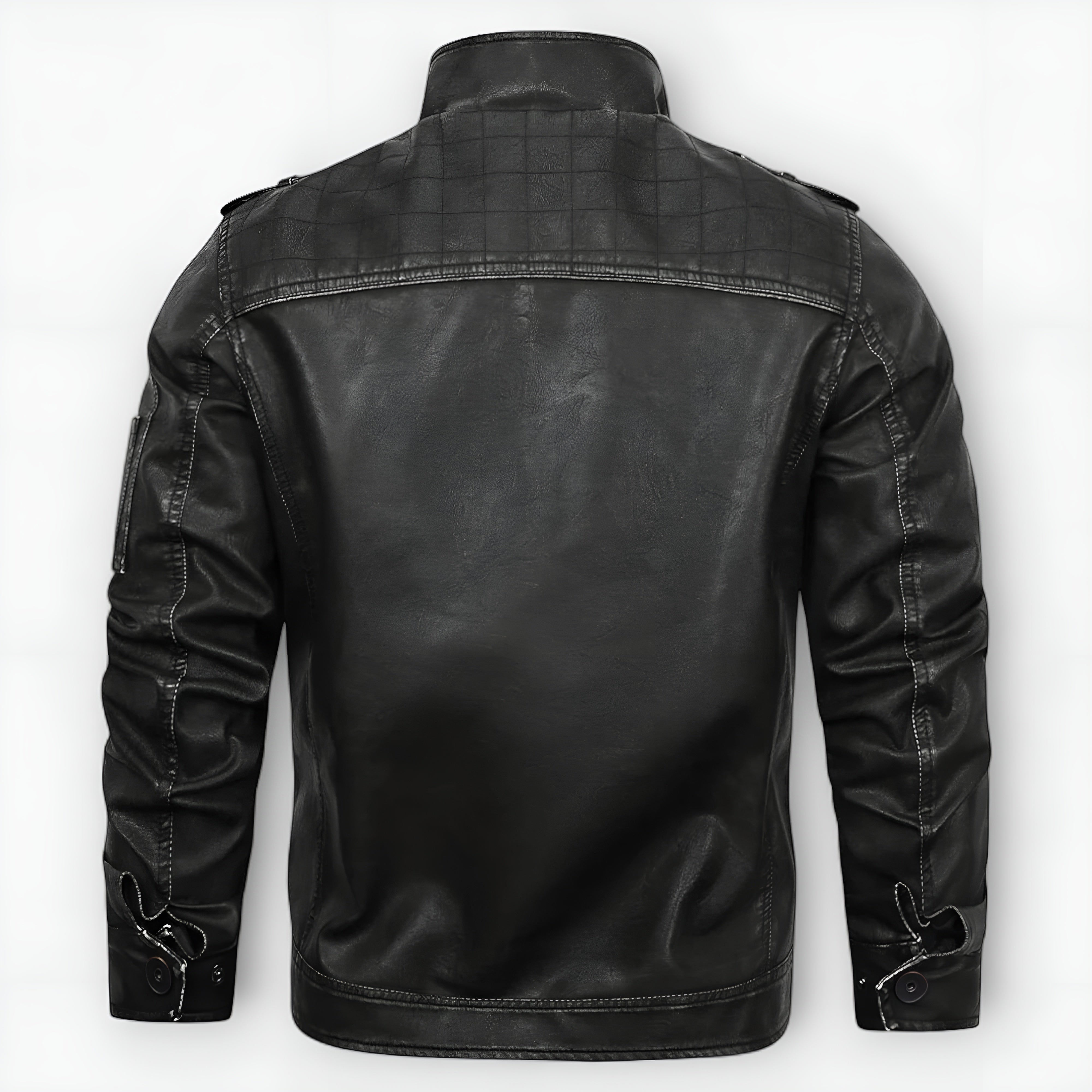 Elmont | Embroidered PU Leather Jacket