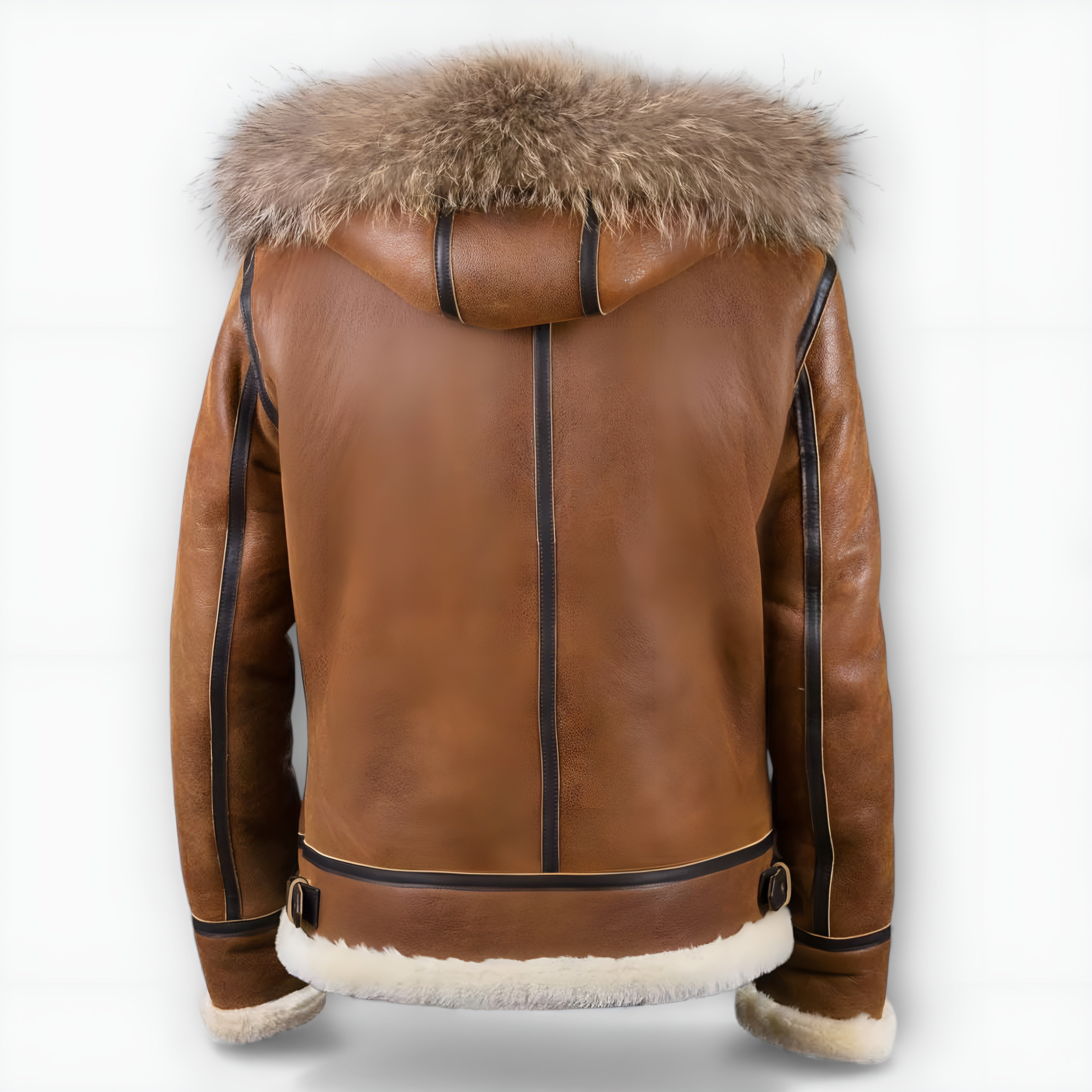 Elmont | PU Leather Bomber Jacket with Faux Fur Hood