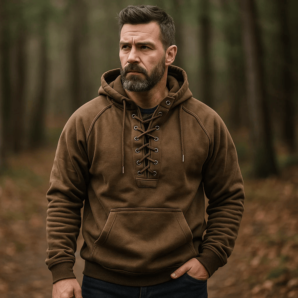 Elmont | Lace-Up Cotton Fleece Hoodie
