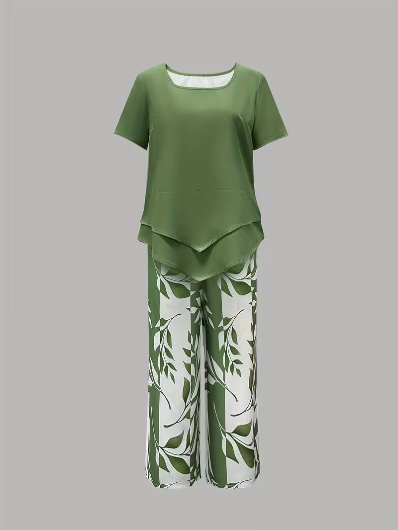 M&H | Leaf Print Two-Piece Set