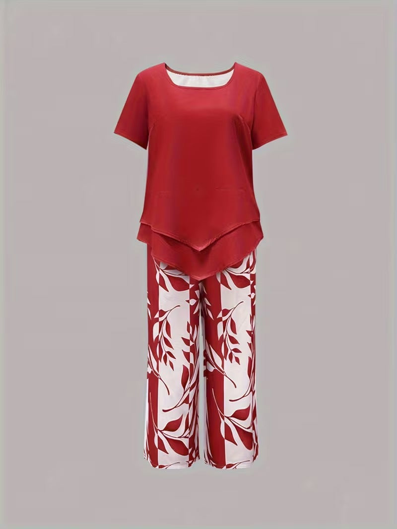 M&H | Leaf Print Two-Piece Set