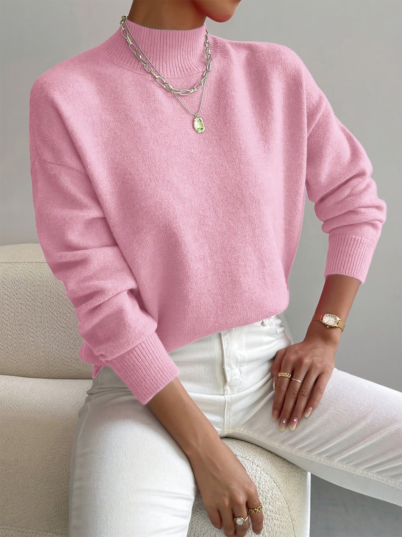 Harper | Crewneck Long-Sleeve Sweater with Ribbed Trim