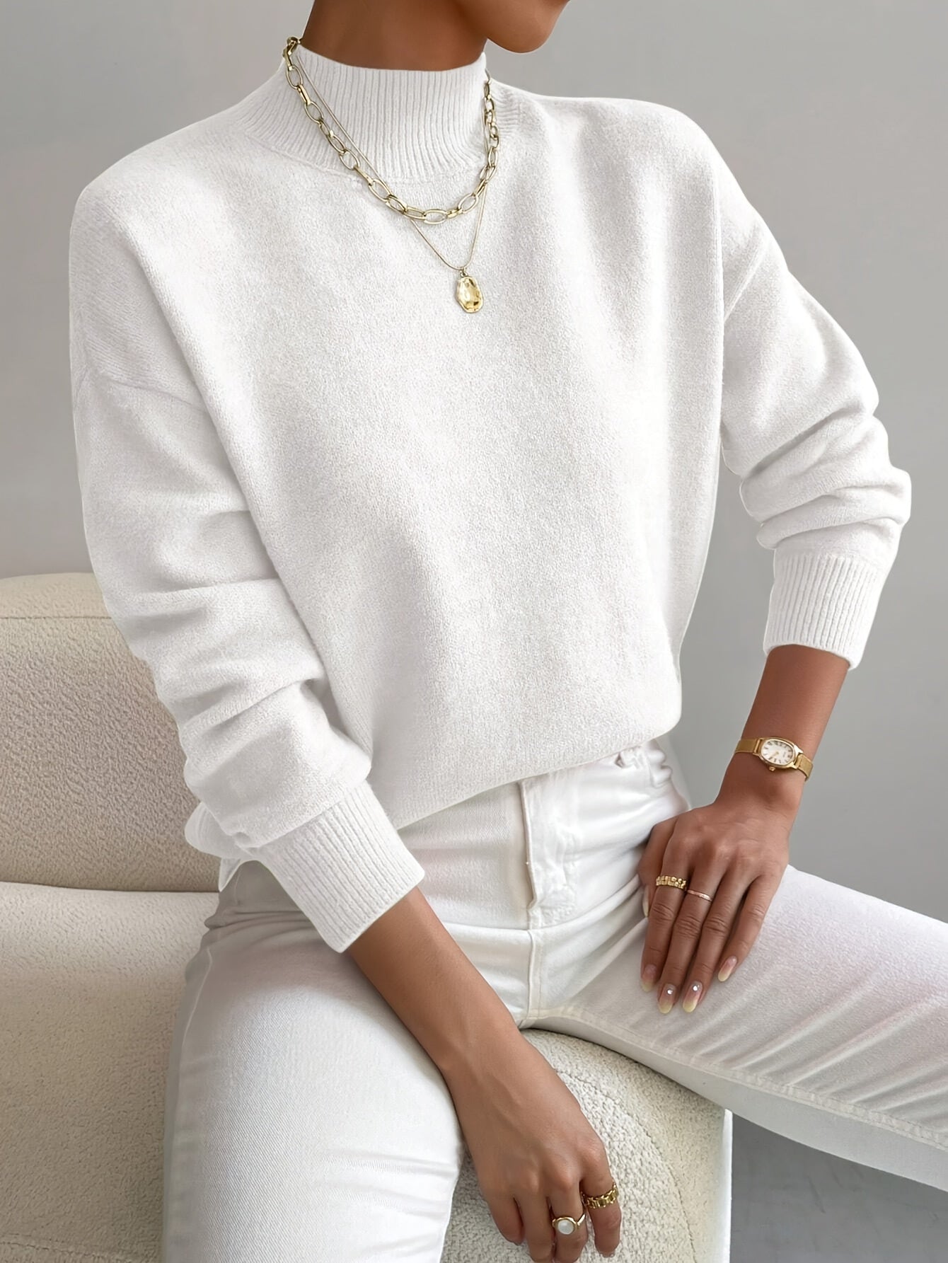 Harper | Crewneck Long-Sleeve Sweater with Ribbed Trim
