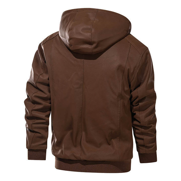 Elmont | Faux Leather Jacket with Removable Hood